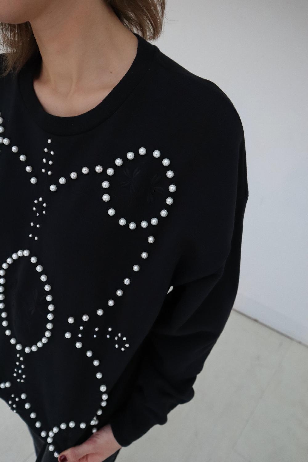 Sarah De Saint Hubert DIDI KING PEARL SWEATSHIRT - Black & Pearls