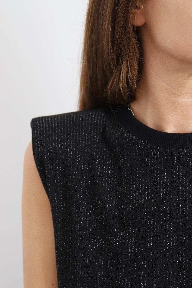 Sarah De Saint Hubert ELLIA PADDED SHOULDERS DRESS - Black