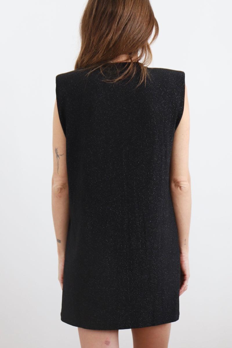 Sarah De Saint Hubert ELLIA PADDED SHOULDERS DRESS - Black