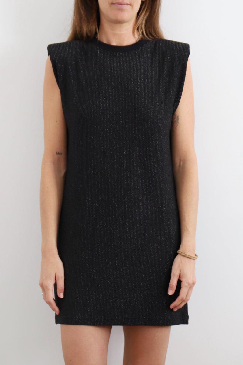 sarah de saint hubert ELLIA PADDED SHOULDERS DRESS - Black