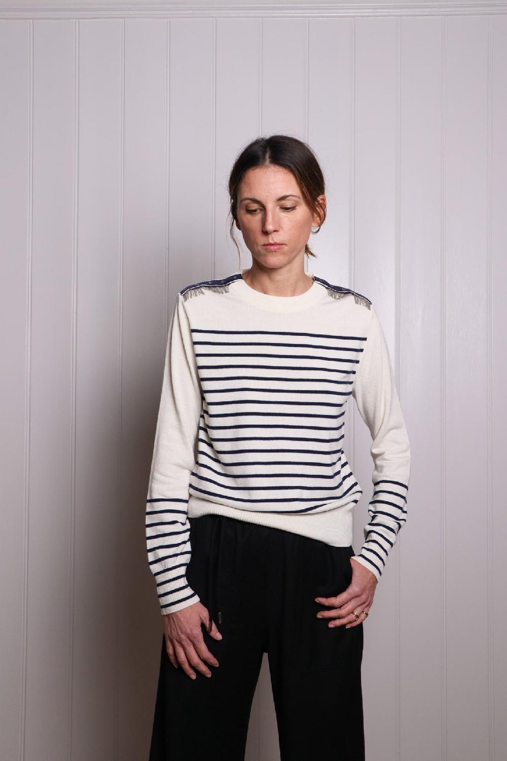 Sarah De Saint Hubert ISA CHAINS JUMPER - Navy Stripes