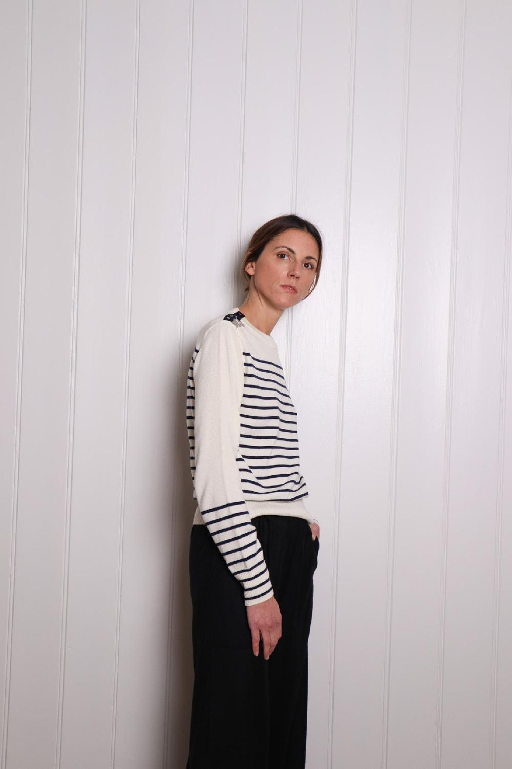 sarah de saint hubert ISA CHAINS JUMPER - Navy stripes