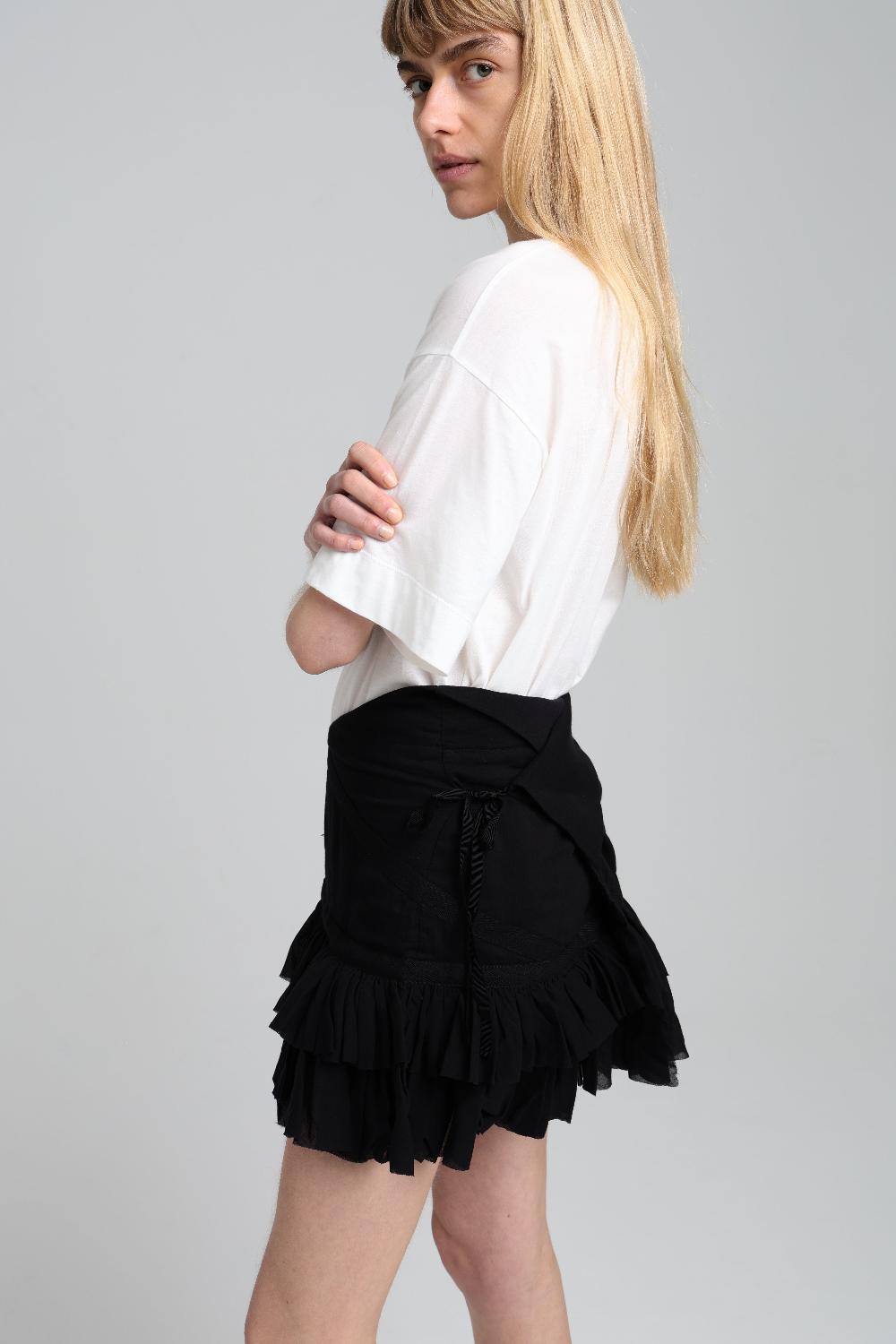 Sarah De Saint Hubert MAMAN WRAP RUFFLE SKIRT - Black