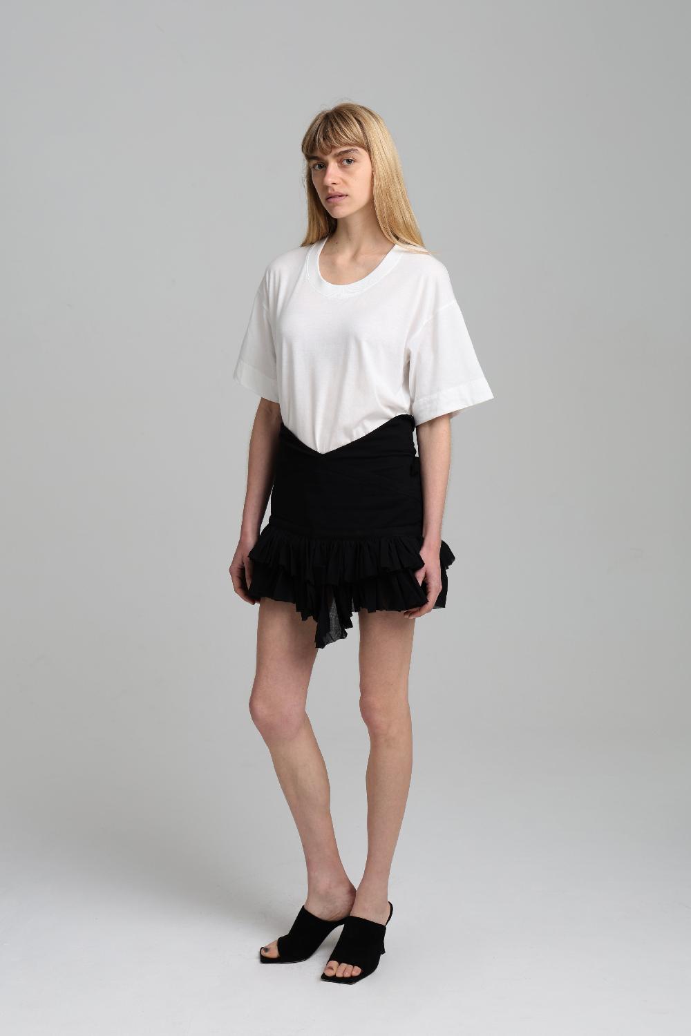 sarah de saint hubert MAMAN WRAP RUFFLE SKIRT - Black