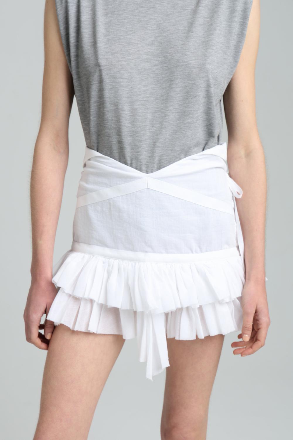 Sarah De Saint Hubert MAMAN WRAP RUFFLE SKIRT - White