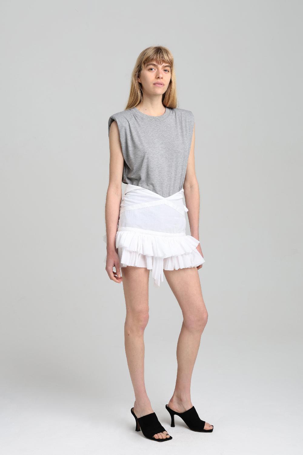 sarah de saint hubert MAMAN WRAP RUFFLE SKIRT - White
