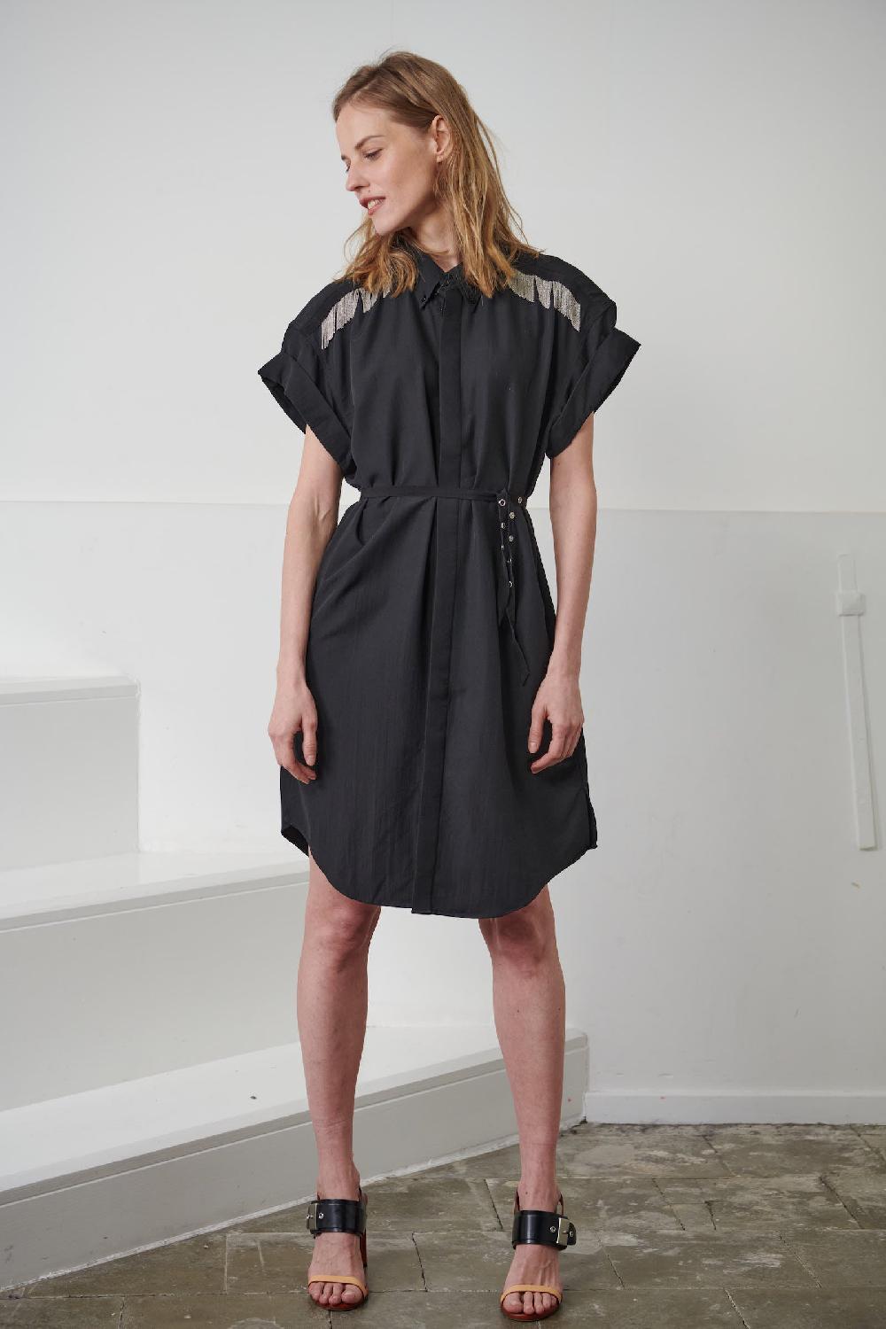 Sarah De Saint Hubert MARC CHAINS SHIRT DRESS - Black