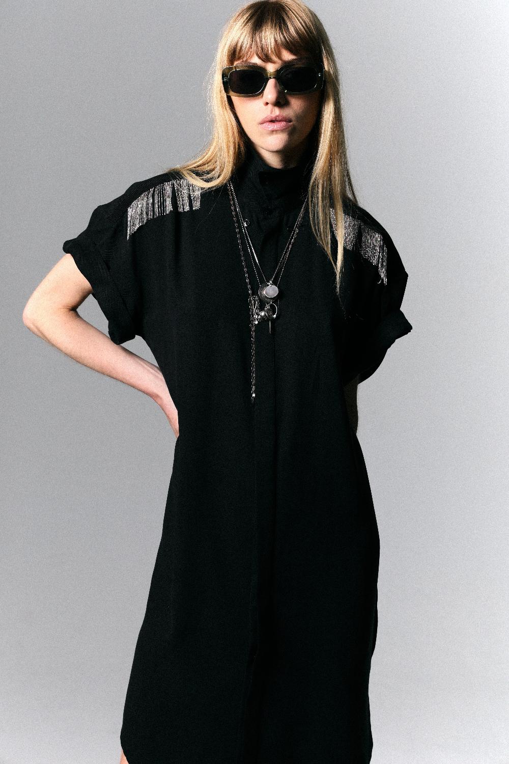 sarah de saint hubert MARC CHAINS SHIRT DRESS - Black