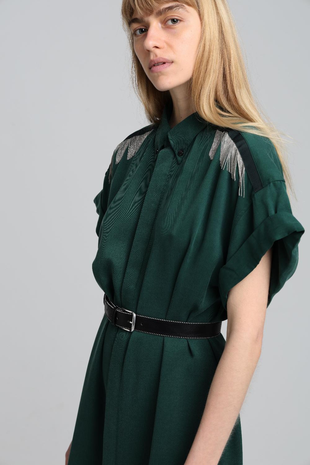 Sarah De Saint Hubert MARC CHAINS SHIRT DRESS - Dark Green