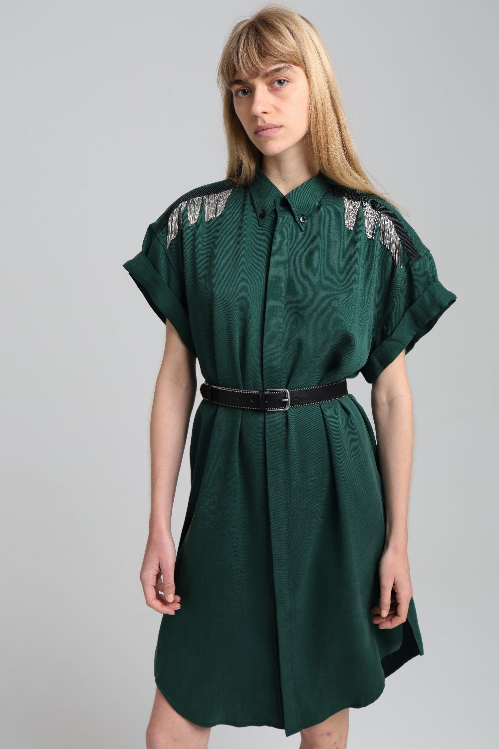 Sarah De Saint Hubert MARC CHAINS SHIRT DRESS - Dark Green