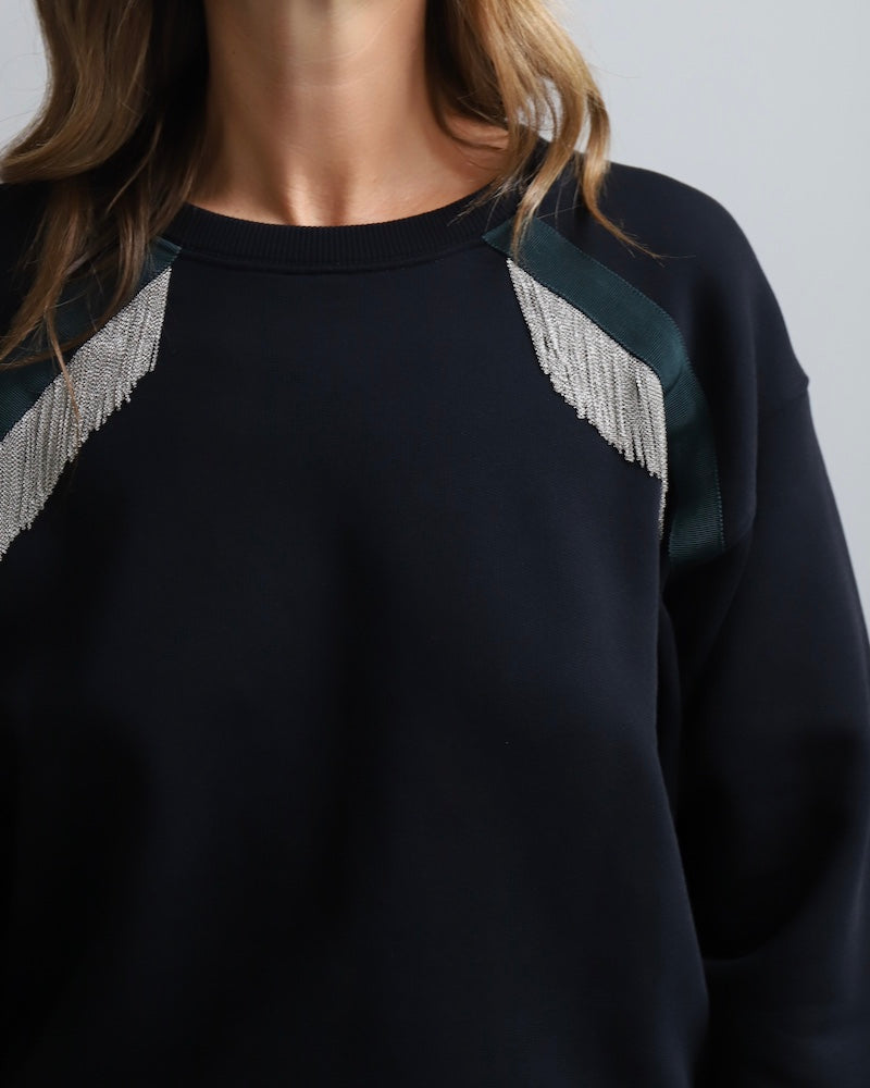 Sarah De Saint Hubert MARTY CHAINS SWEATSHIRT - Black