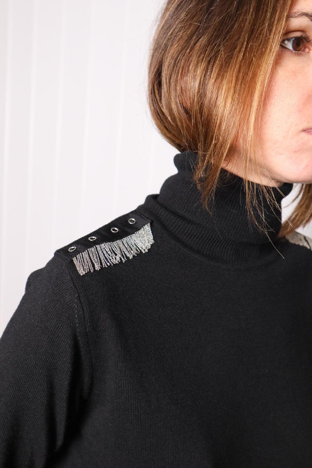 Sarah De Saint Hubert MATH CHAINS ROLL NECK JUMPER - Black
