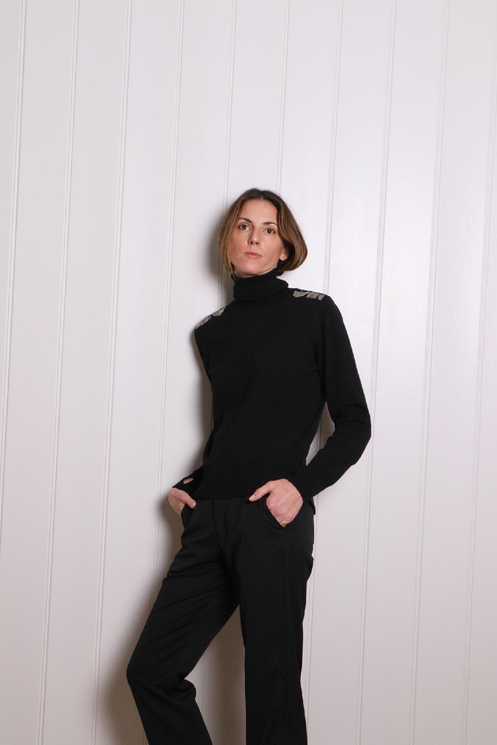 sarah de saint hubert MATH CHAINS ROLL NECK JUMPER - Black