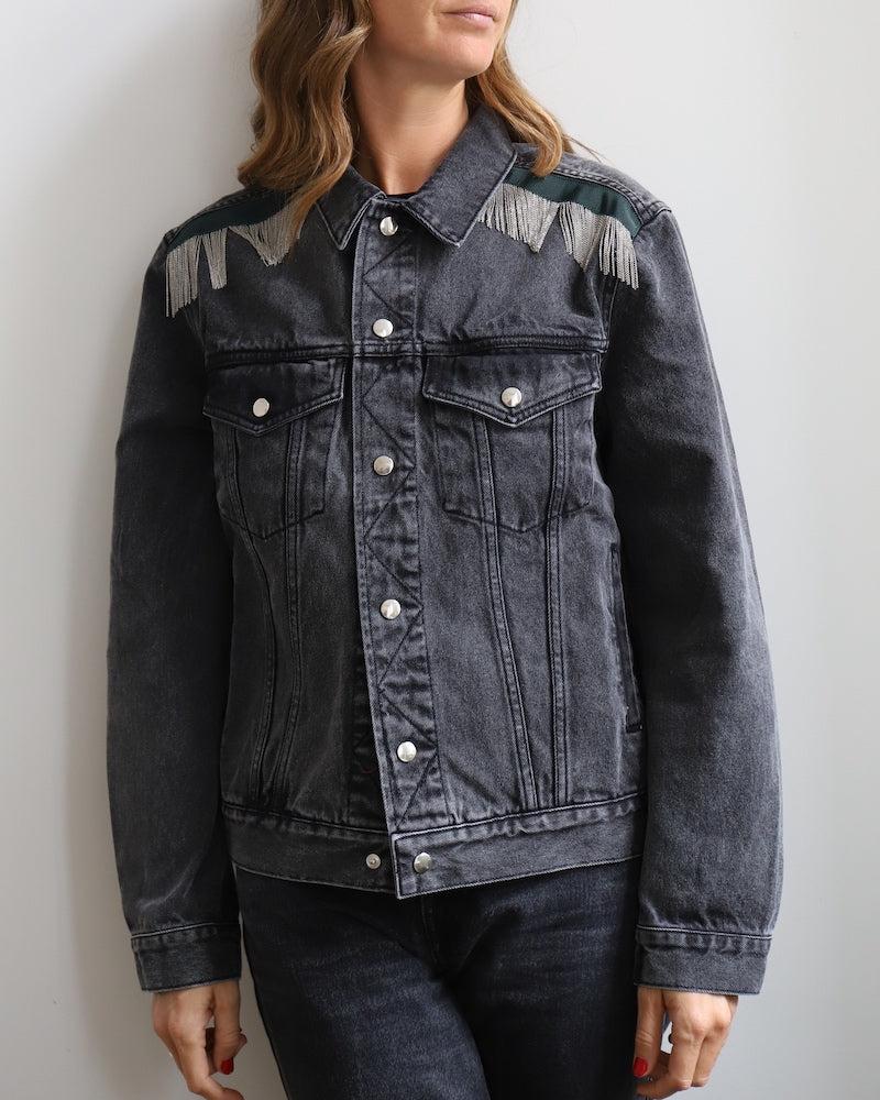 Sarah De Saint Hubert ROMY CHAINS DENIM JACKET - Off Black