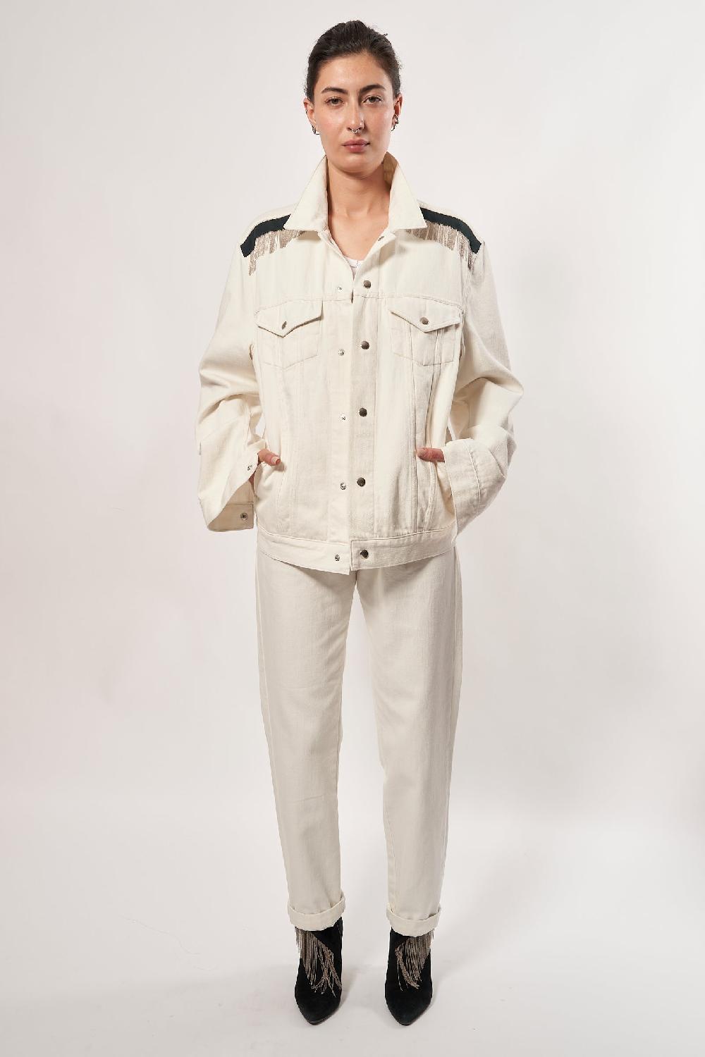 Sarah De Saint Hubert ROMY CHAINS JEANS JACKET - Écru