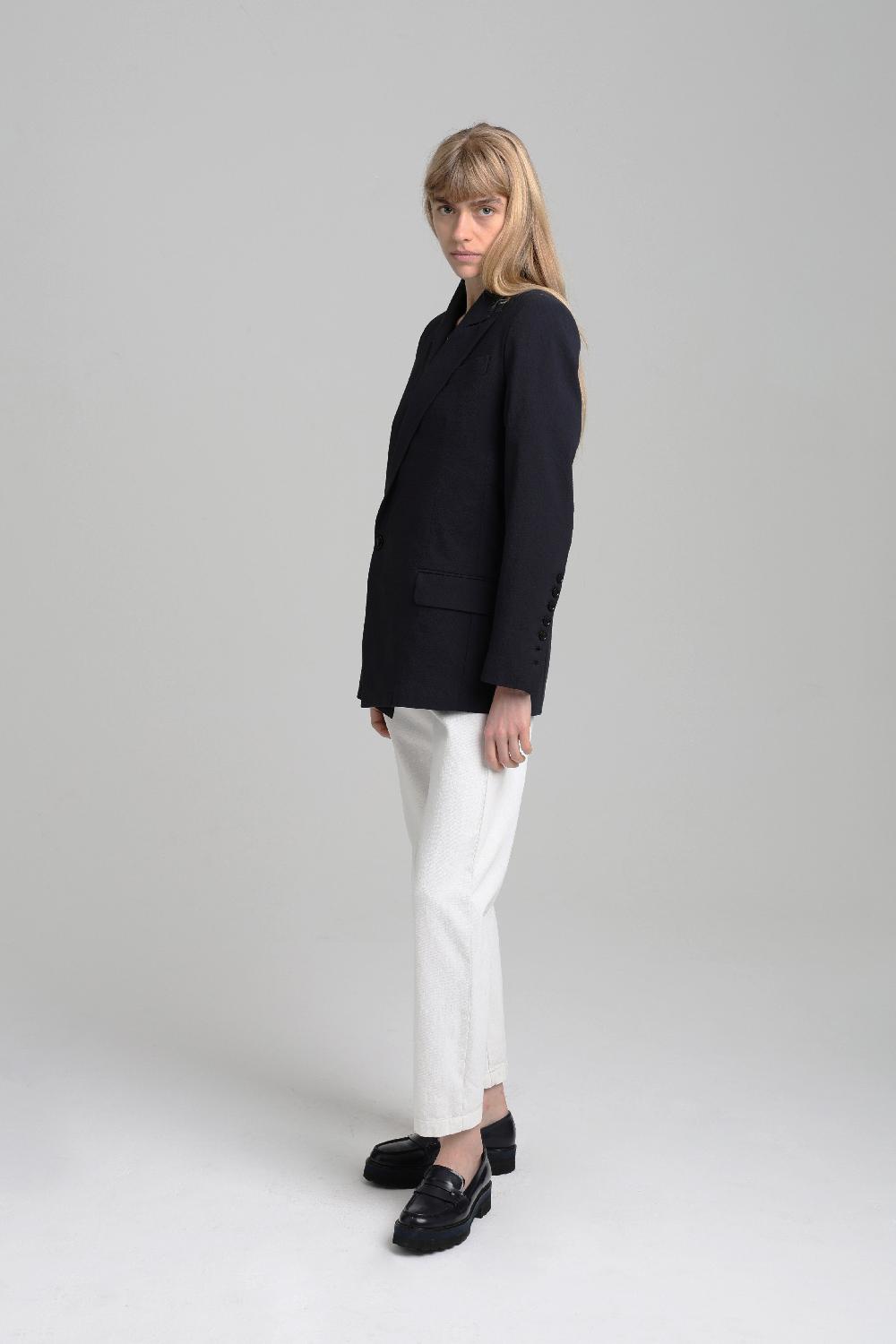 Sarah De Saint Hubert ANAÏS BLAZER - Navy Seersucker