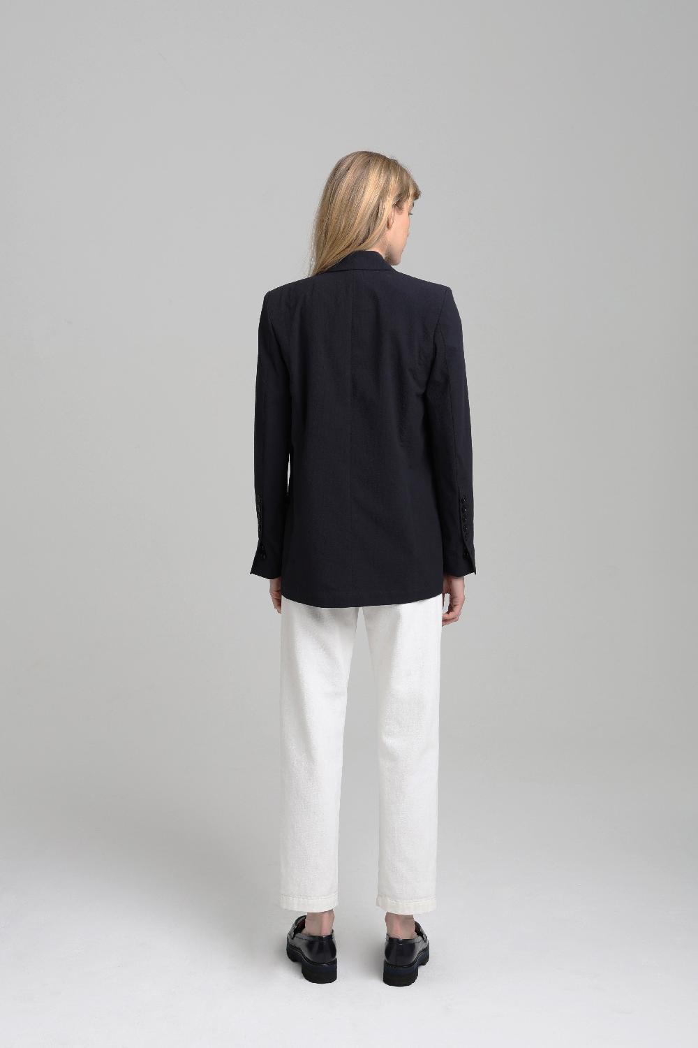 Sarah De Saint Hubert ANAÏS BLAZER - Navy Seersucker
