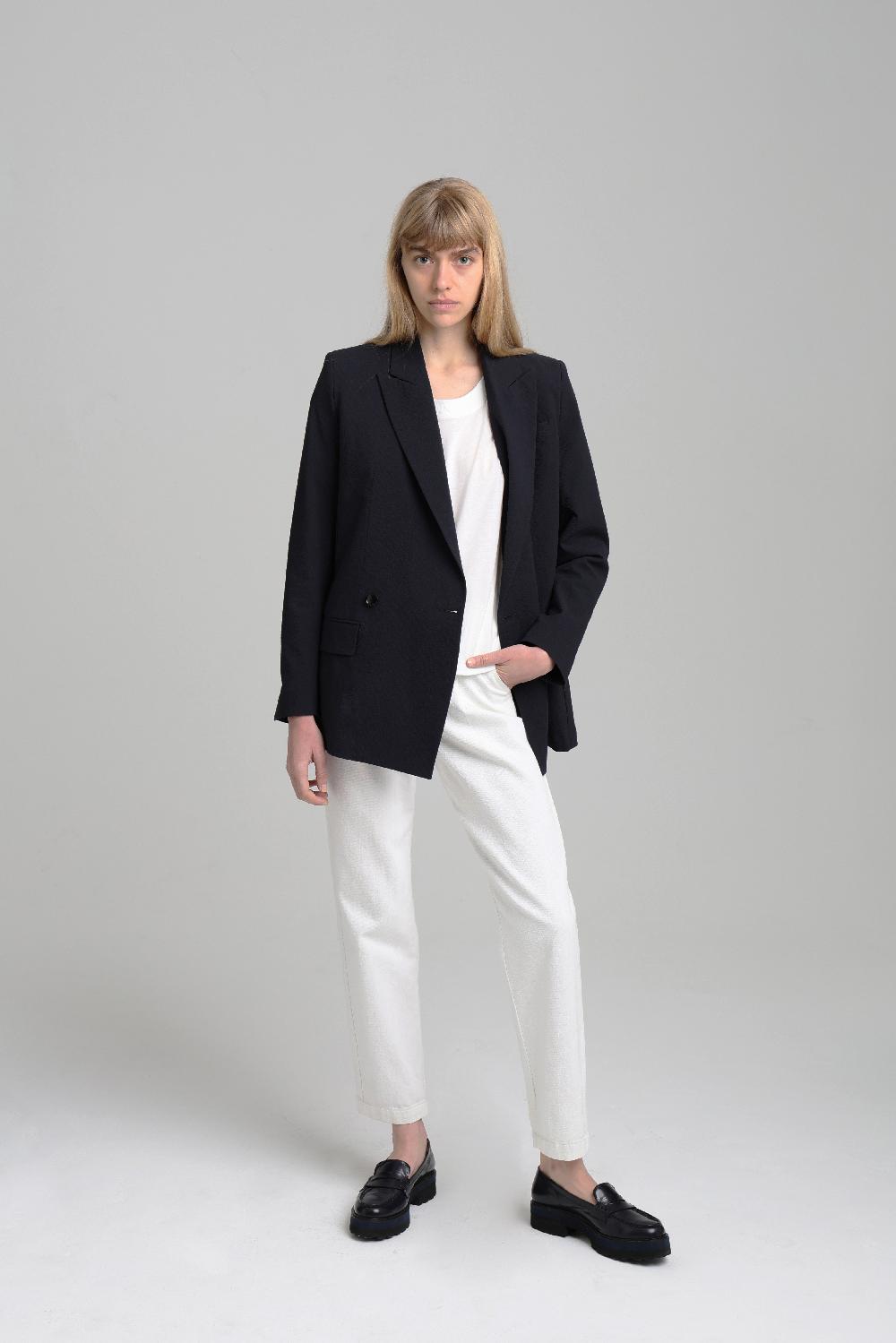 sarah de saint hubert ANAÏS BLAZER - Navy Seersucker