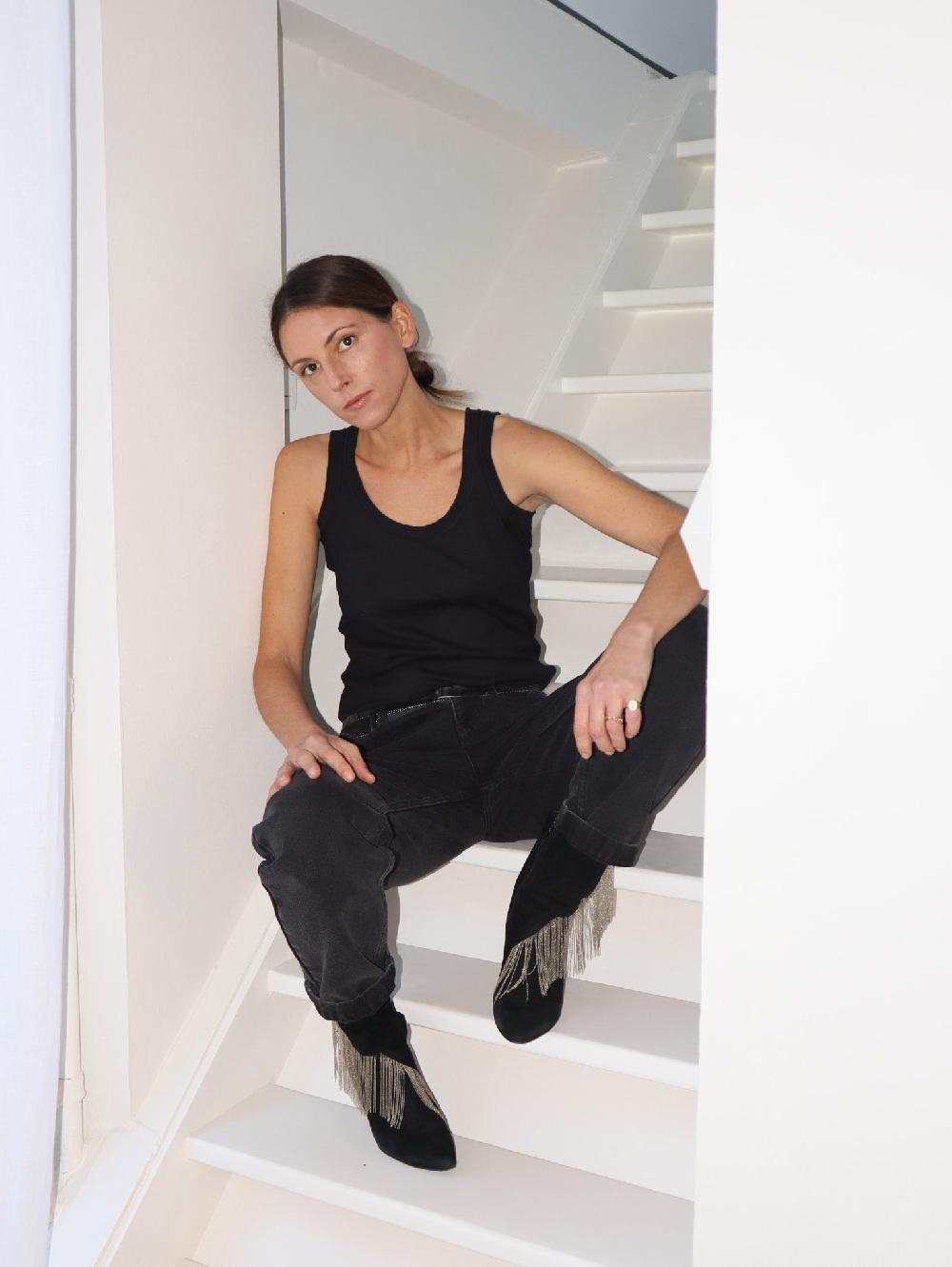 sarah de saint hubert ANNA TANK TOP - Black