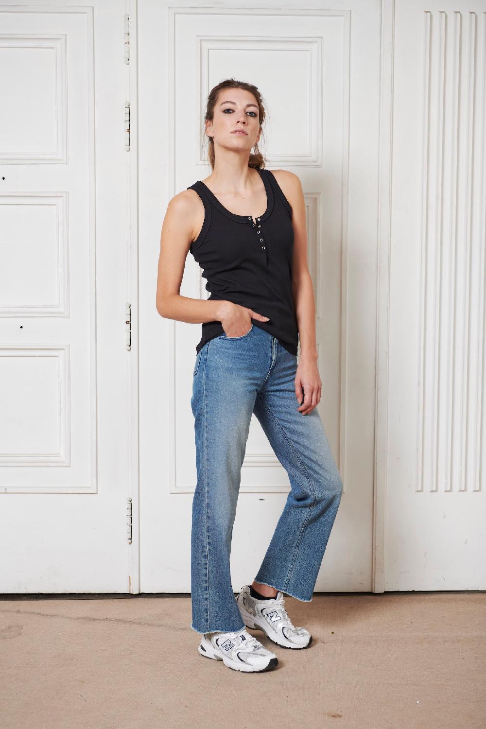 sarah de saint hubert ANNET RIBBED TANK TOP - Black