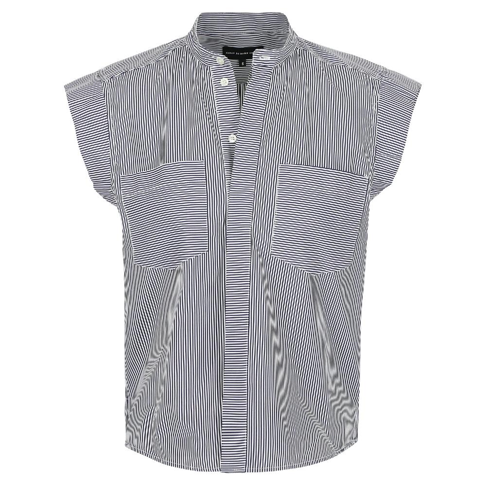 Sarah De Saint Hubert ELISE SHIRT - Navy Stripes