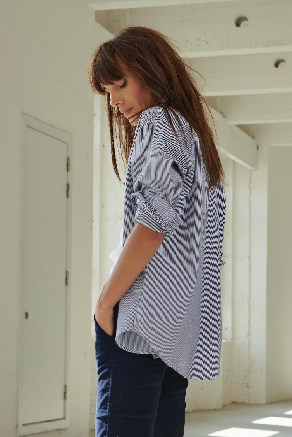 Sarah De Saint Hubert FLO SHIRT - Navy Stripes