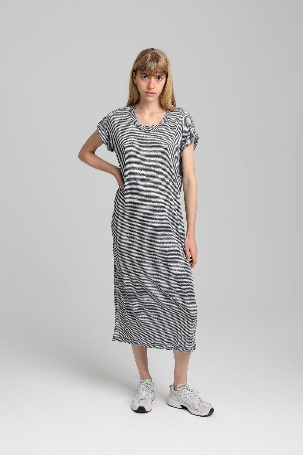 sarah de saint hubert FRANCESCA DRESS - navy stripes