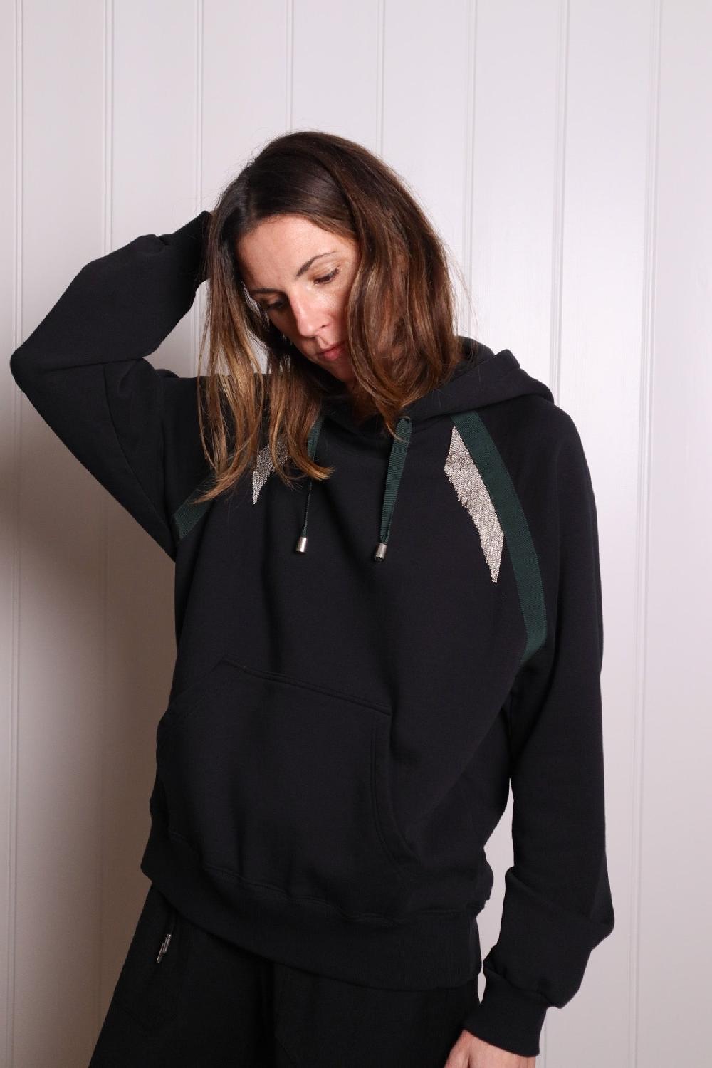 sarah de saint hubert IAN CHAINS HOODIE - Black