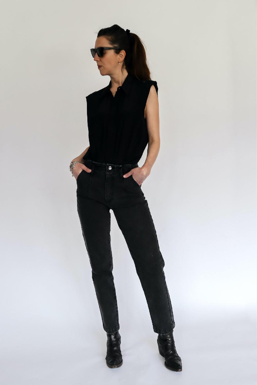 sarah de saint hubert JANE CHAINS JEANS - Off Black