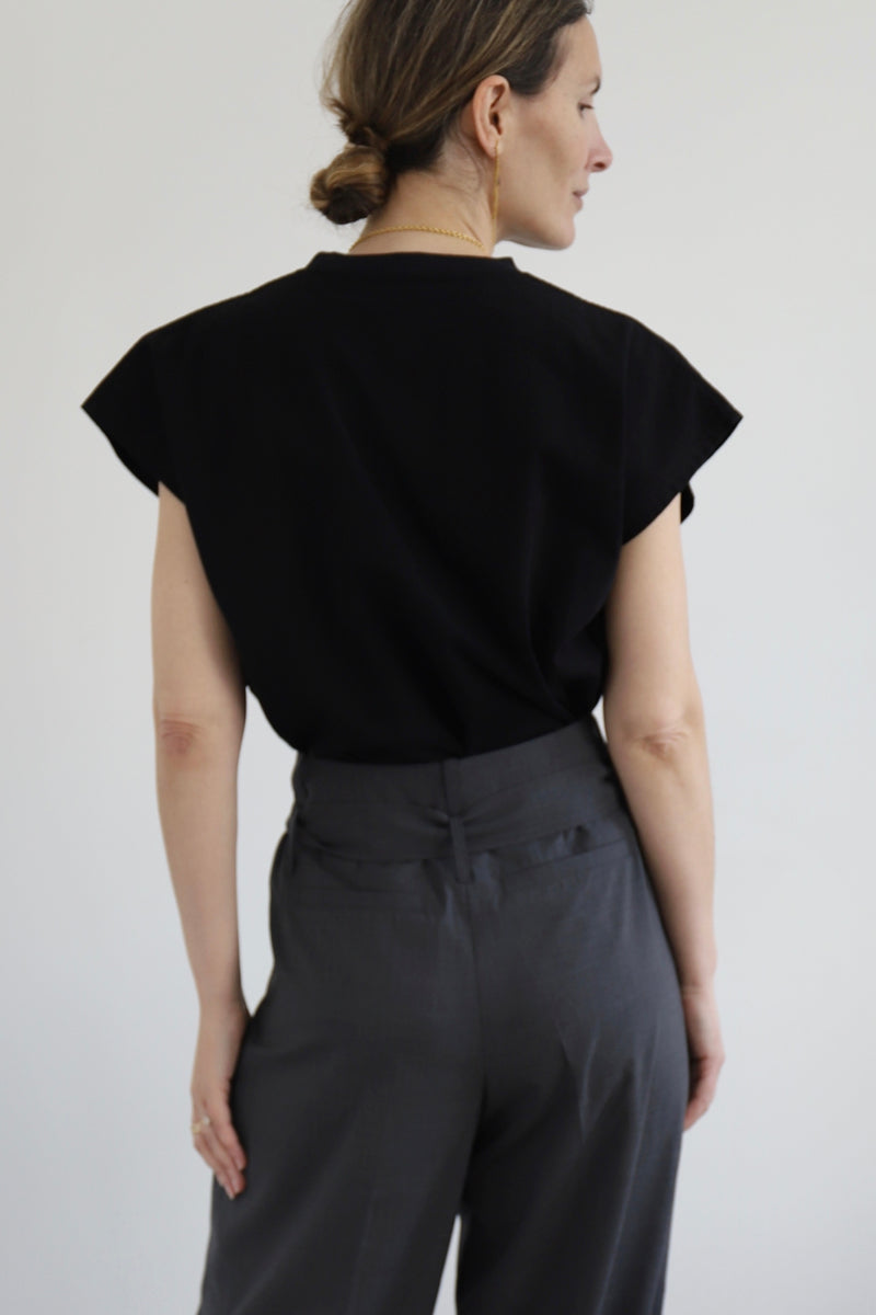 Sarah De Saint Hubert MARIE EMBROIDERED TOP - Black