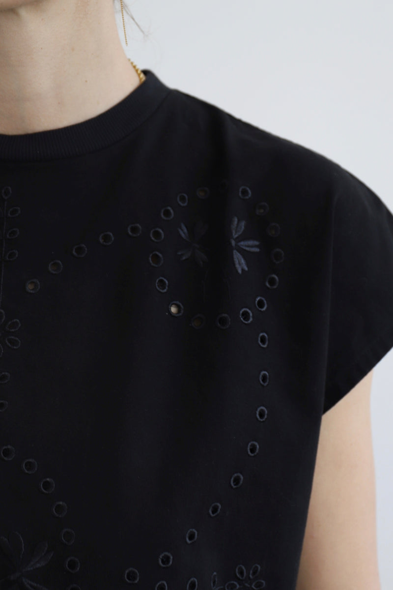 Sarah De Saint Hubert MARIE EMBROIDERED TOP - Black