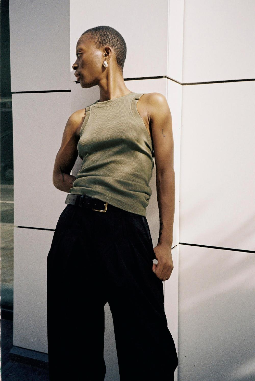 Sarah De Saint Hubert MONA TANK TOP - Khaki