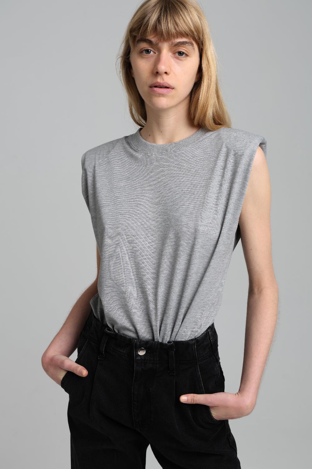 Sarah De Saint Hubert TOM TOP - Light Grey Mélange