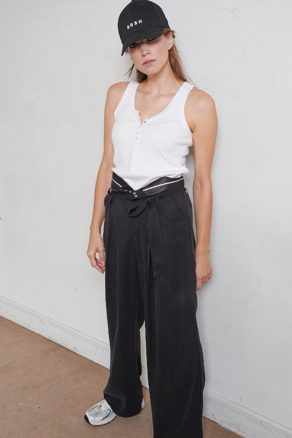 Sarah De Saint Hubert WOODY TENCEL TROUSERS - Black