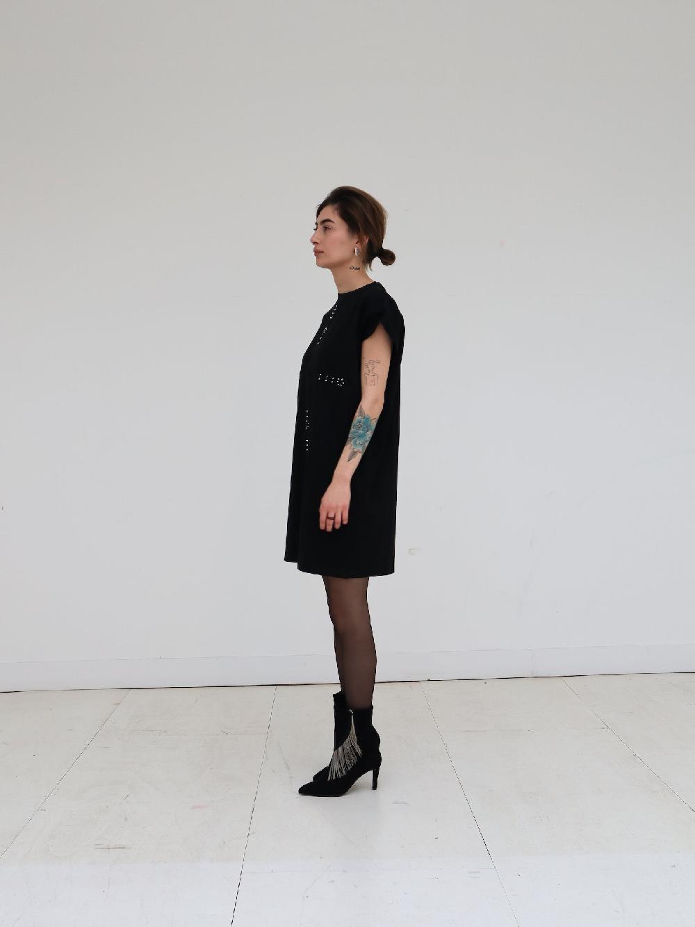 Sarah De Saint Hubert TAMARA QUEEN PEARLS DRESS - Black & Pearls