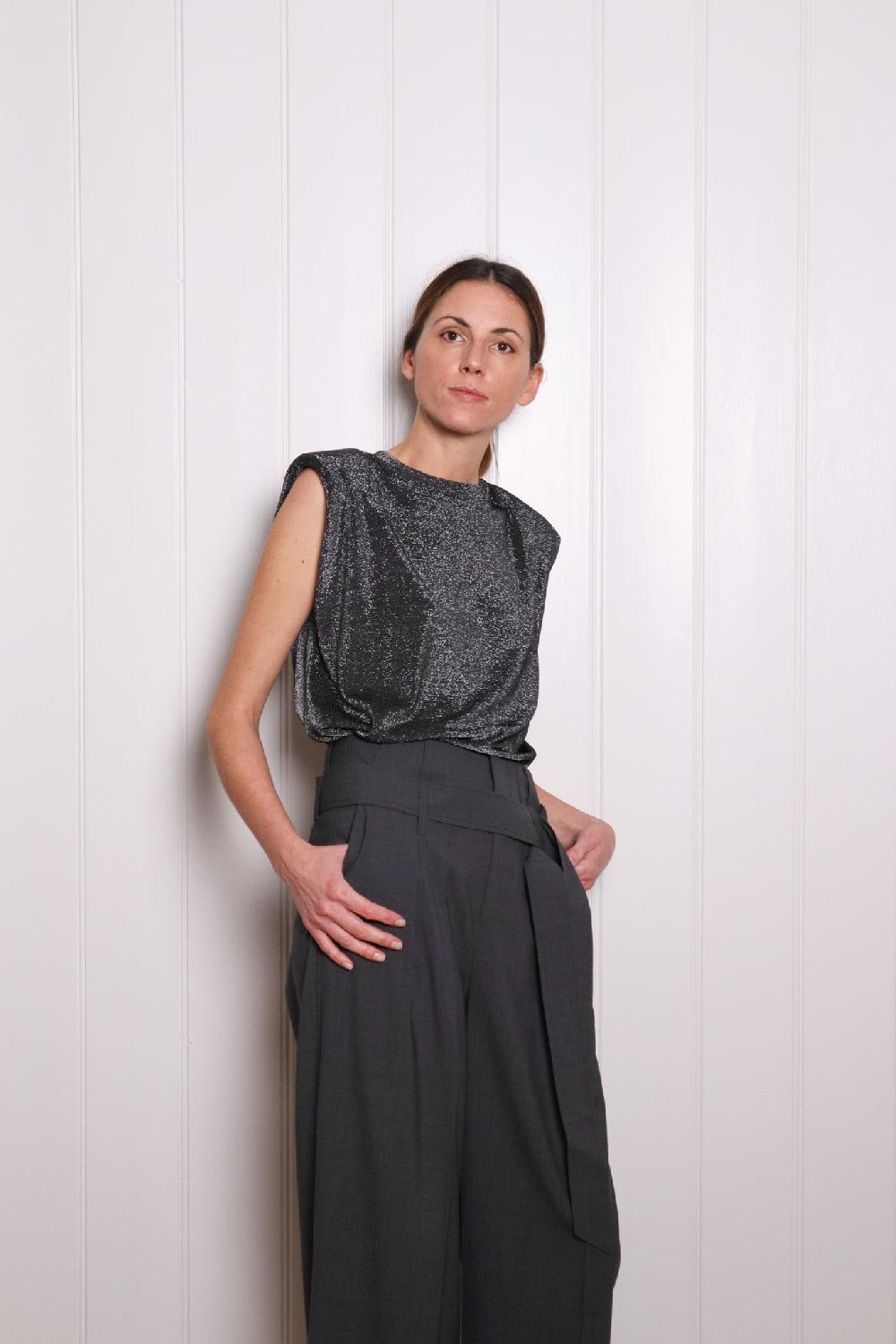sarah de saint hubert TOM LAMINATED TOP - Black & silver