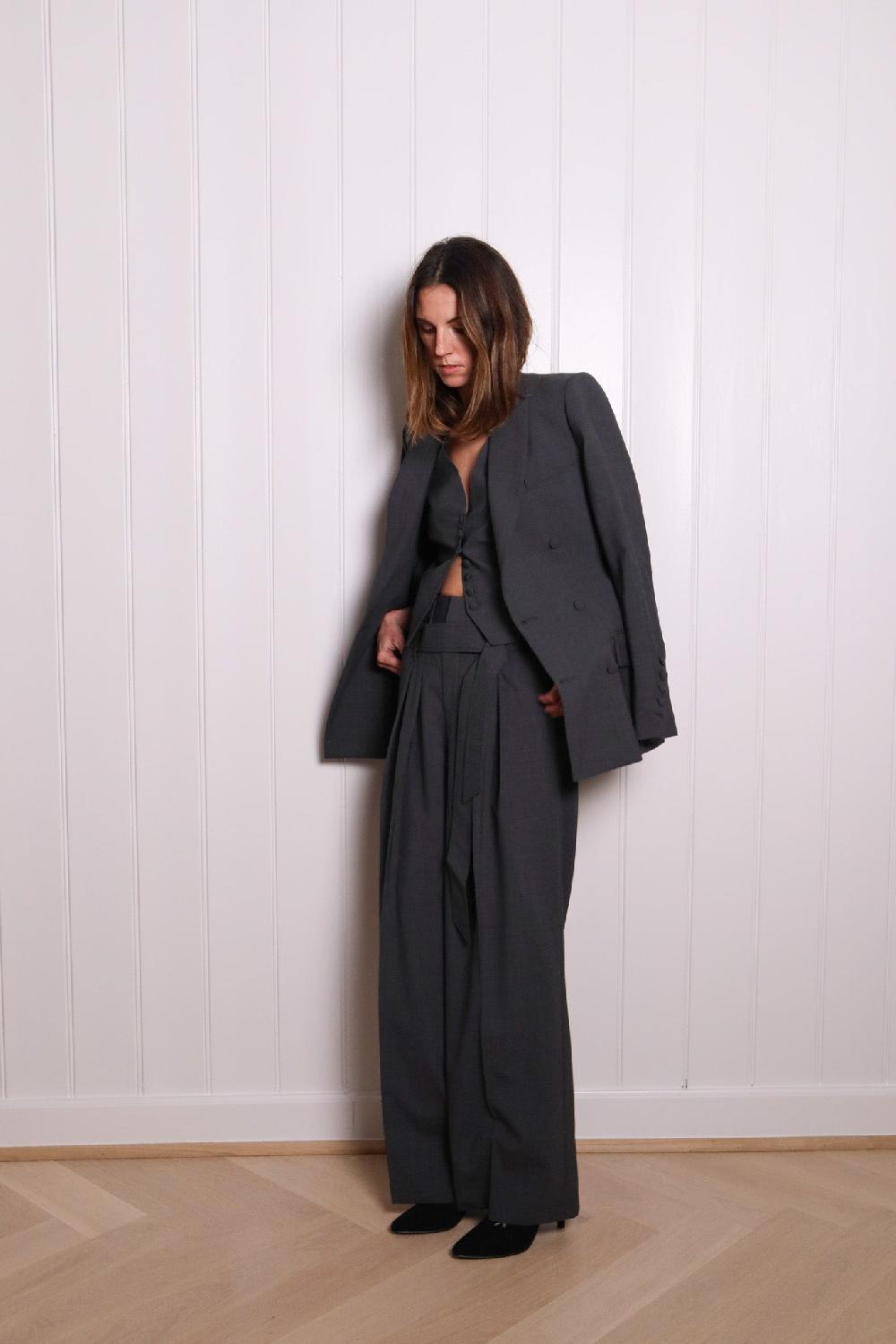 sarah de saint hubert WOODY VIRGIN WOOL TROUSERS - Grey