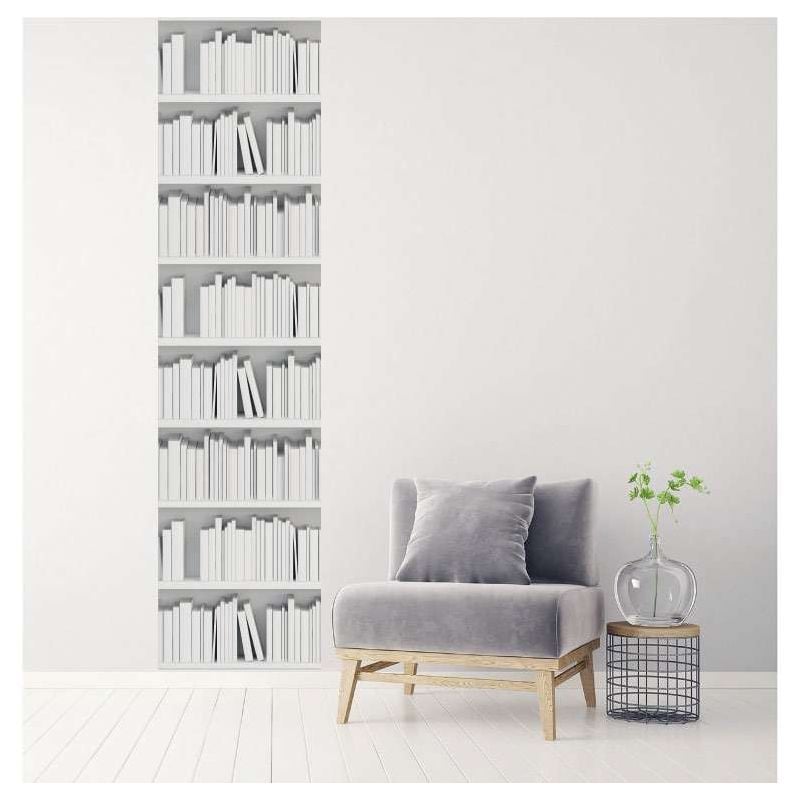 Scenolia Papier Peint Bibliothèque Design Blanc En Trompe L'oeil