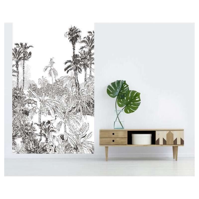 Scenolia Papier Peint Illustration De La Jungle En Noir Et Blanc