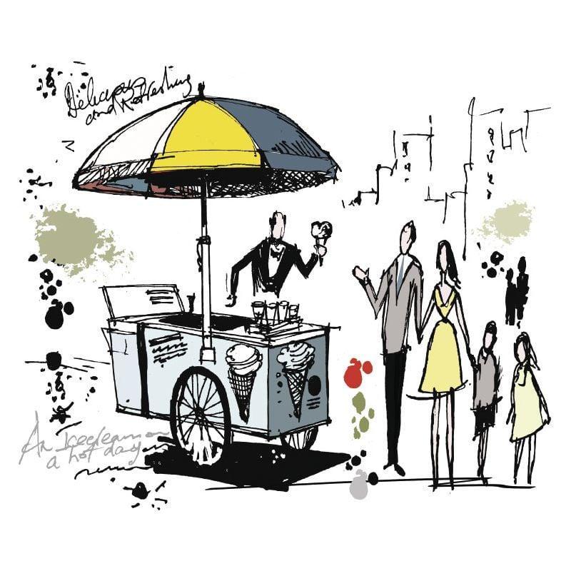 scenolia Papier peint illustration marchand de glace
