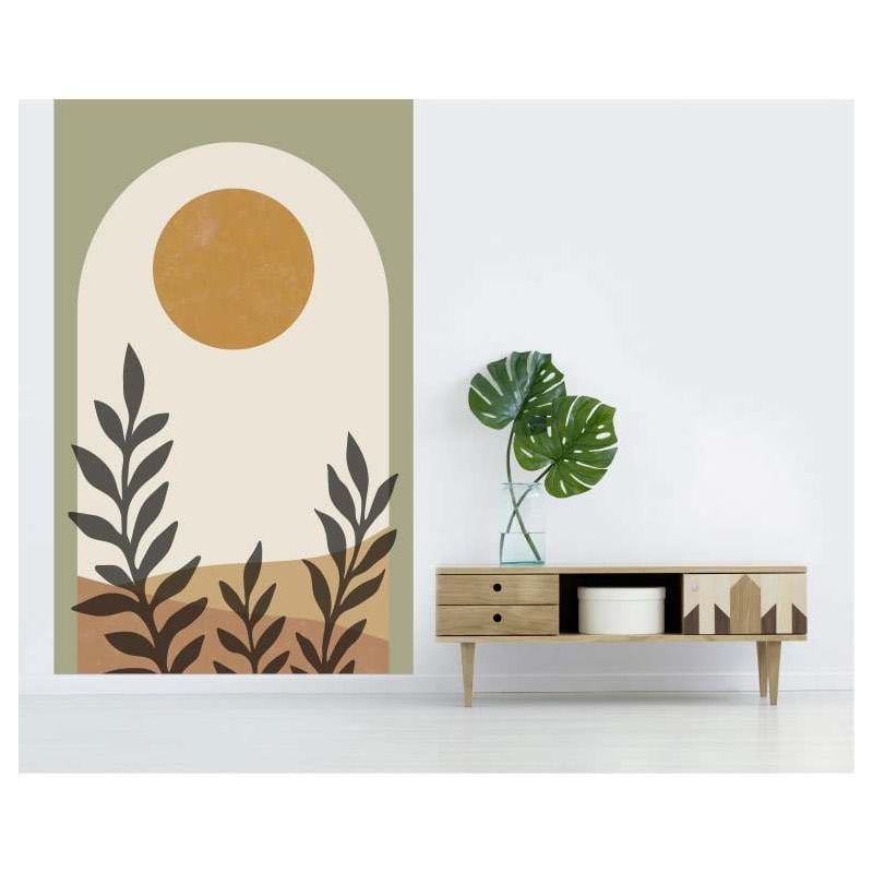 Scenolia Papier Peint Illustration Plantes Sur Fond Ocre