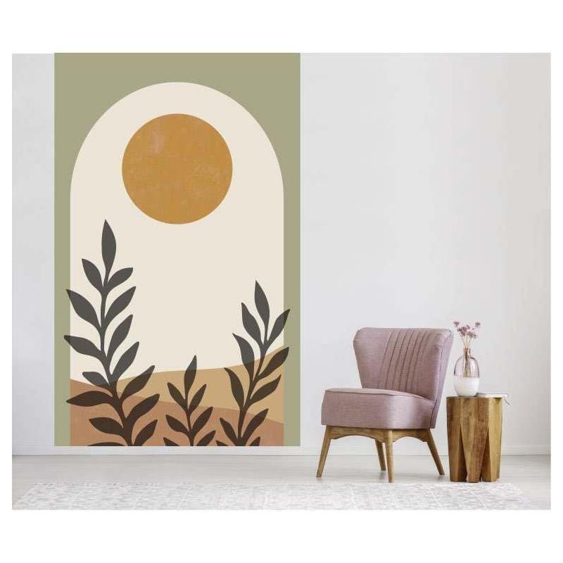 Scenolia Papier Peint Illustration Plantes Sur Fond Ocre