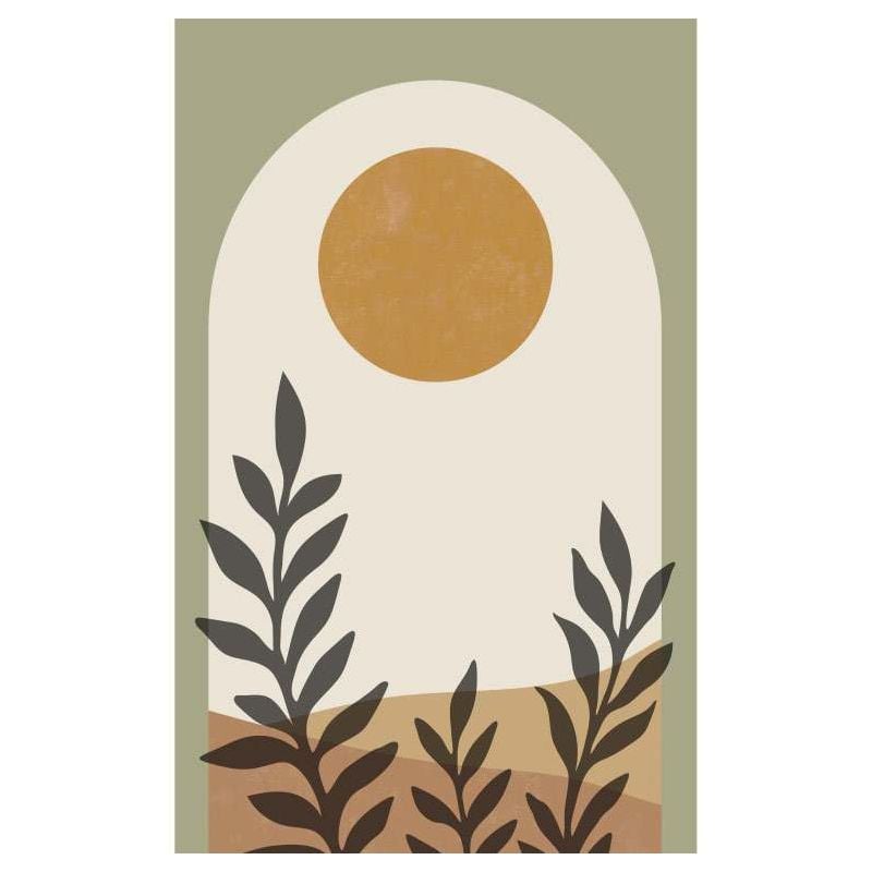 scenolia Papier peint illustration plantes sur fond ocre