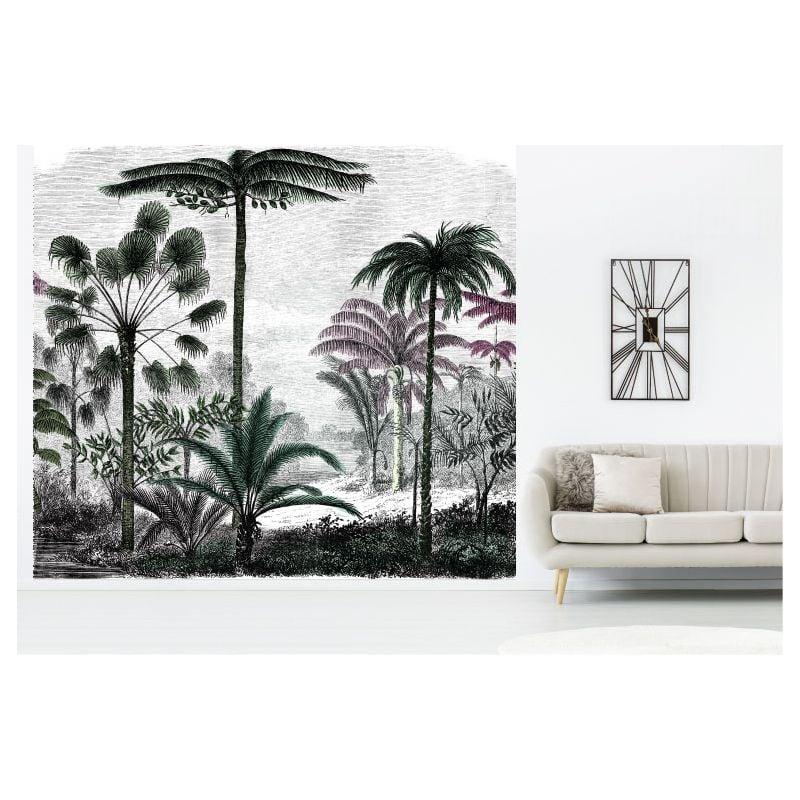 Scenolia Papier Peint Jungle Colorisée Style Gravure Design