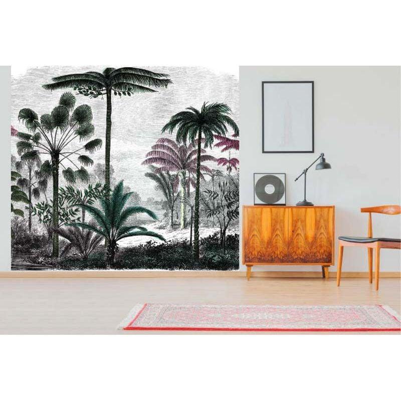 Scenolia Papier Peint Jungle Colorisée Style Gravure Design