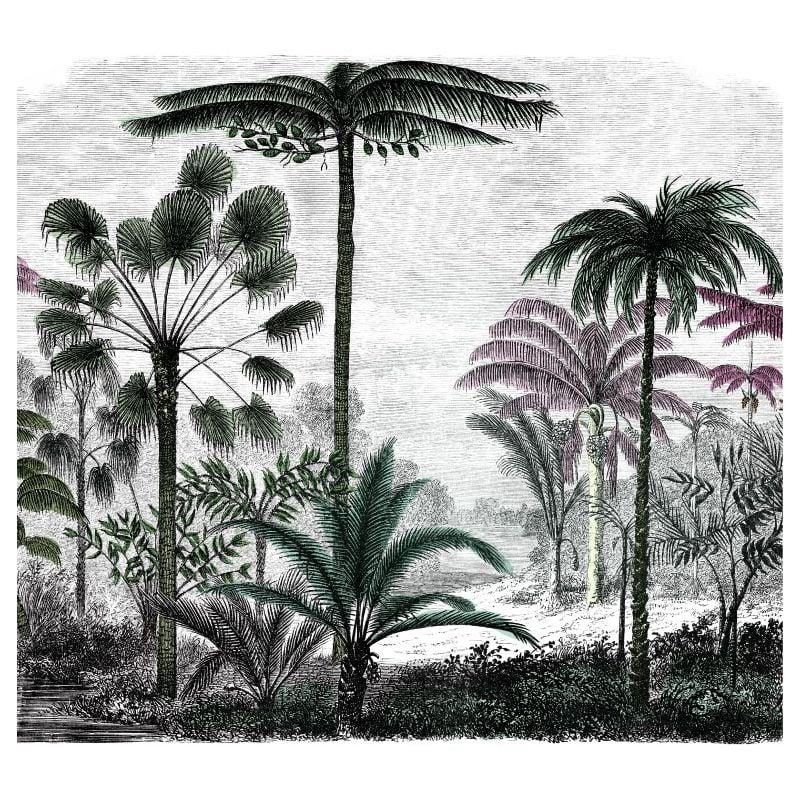 scenolia Papier peint jungle colorisée style gravure design