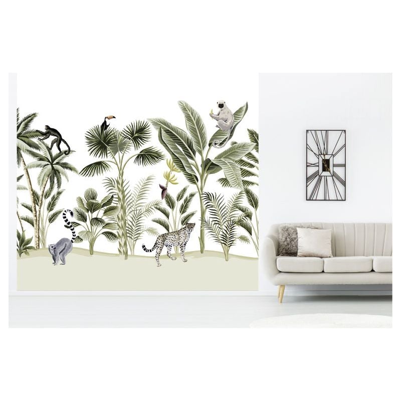Scenolia Papier Peint Jungle Panoramique Avec Végétation Et Animaux