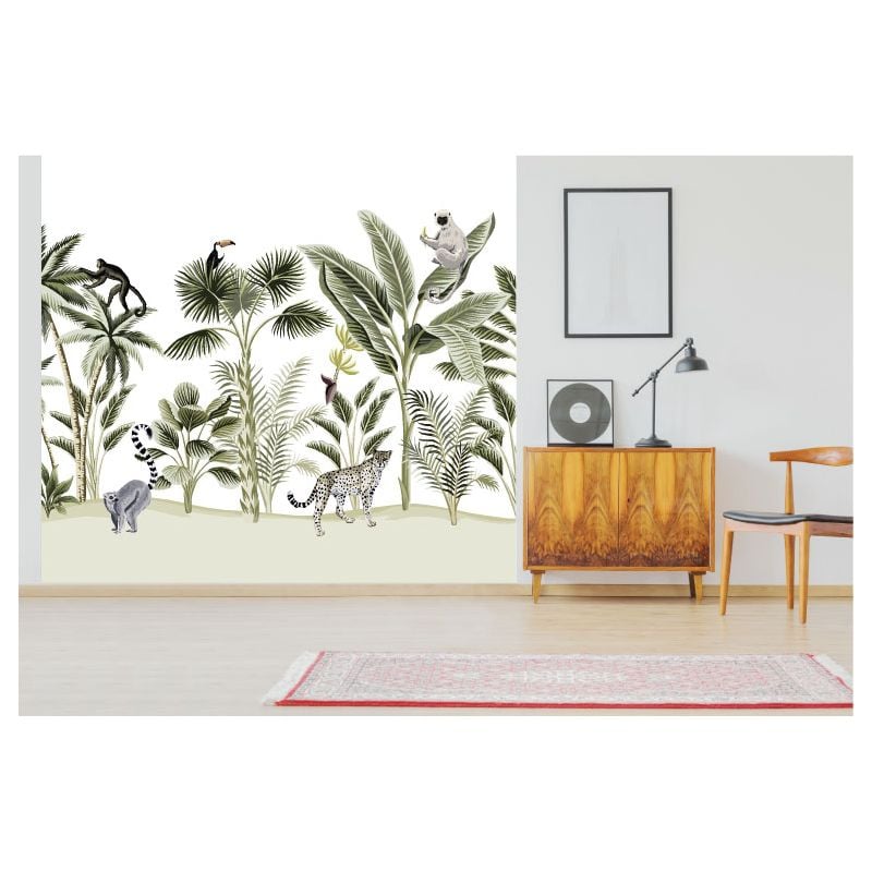 Scenolia Papier Peint Jungle Panoramique Avec Végétation Et Animaux