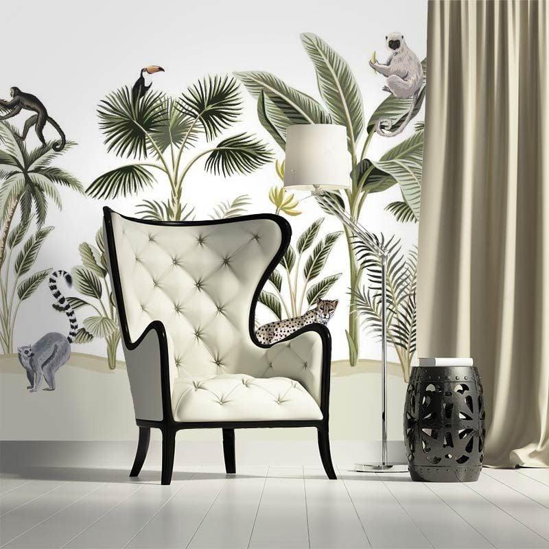 Scenolia Papier Peint Jungle Panoramique Avec Végétation Et Animaux