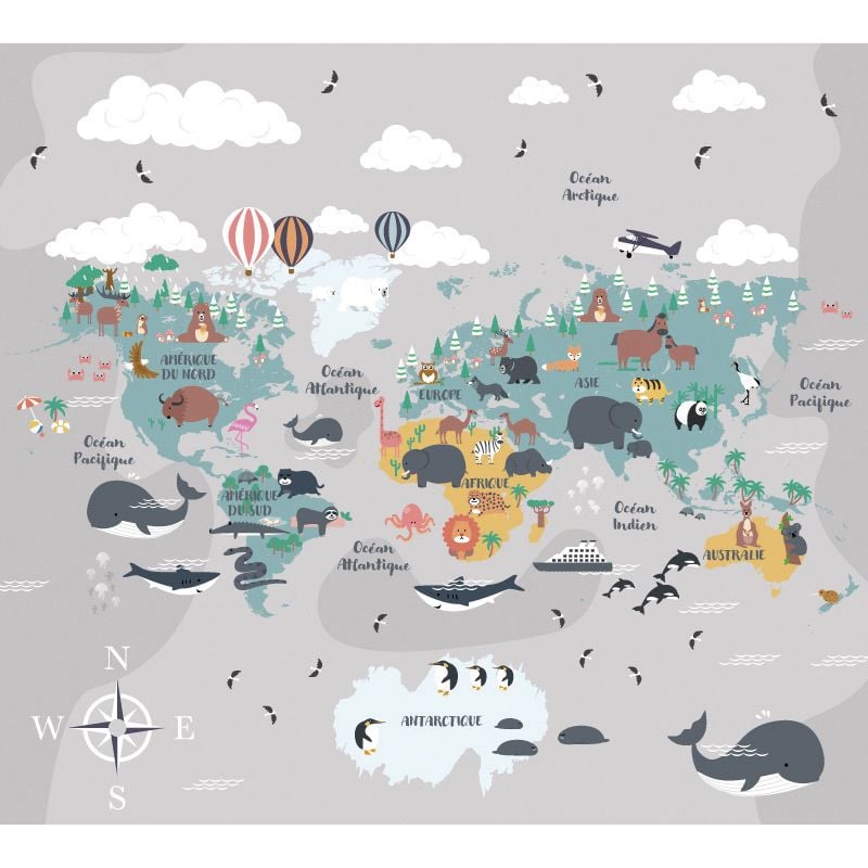 Scenolia Papier Peint Panoramique Carte Du Monde Enfant